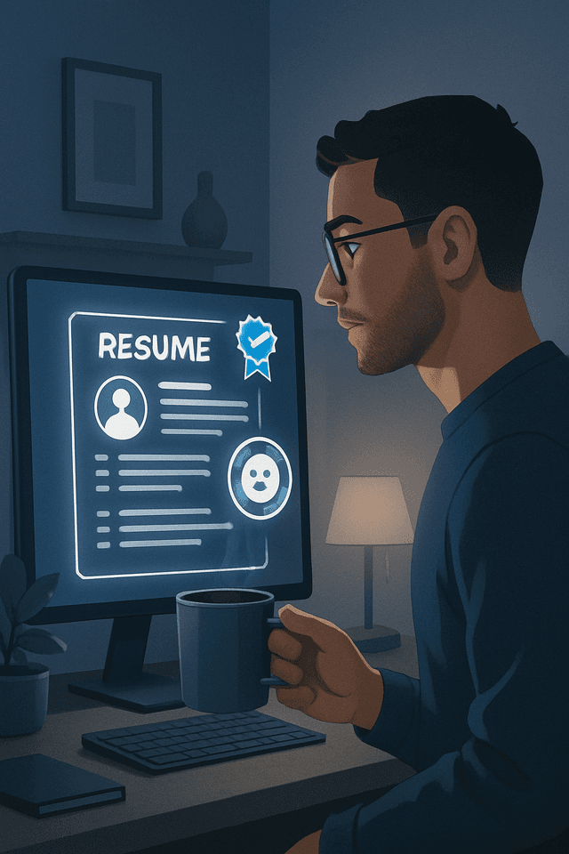 Illustration of person writing a resume